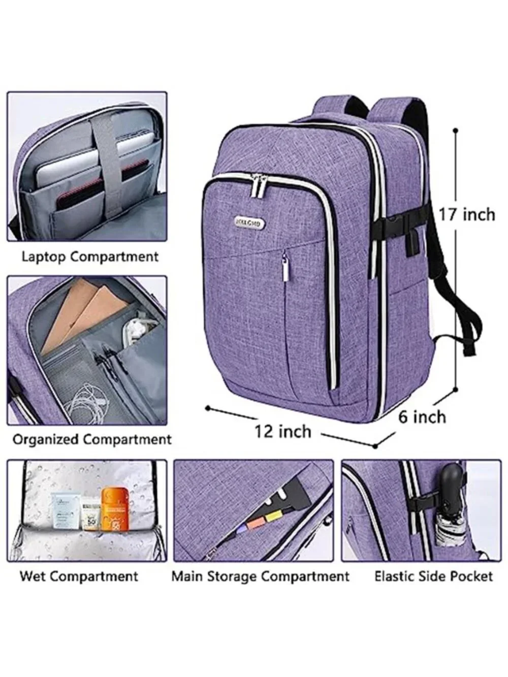 Travel Backpack Carry On Personal Item Laptop Bag USB Airline Underseat Luggage